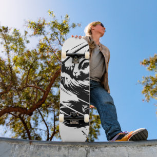 Samurai Bunny Black Ink Warrior Rabbit Skateboard