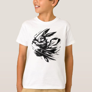 Samurai Bunny Black Ink Warrior Rabbit T-Shirt
