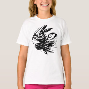 Samurai Bunny Black Ink Warrior Rabbit T-Shirt