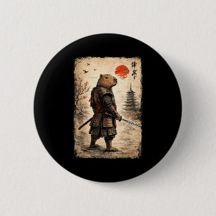 Samurai capybara funny capybara vintage graphic 6 cm round badge