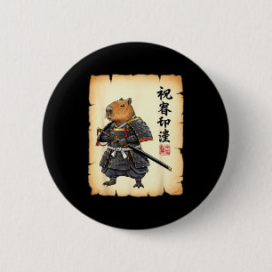 Samurai Capybara Japanese Art Vintage Graphic Funn 6 Cm Round Badge