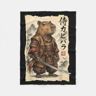 Samurai Capybara Japanese Art Vintage Graphic Funn Fleece Blanket