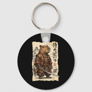 Samurai Capybara Japanese Art Vintage Graphic Funn Key Ring