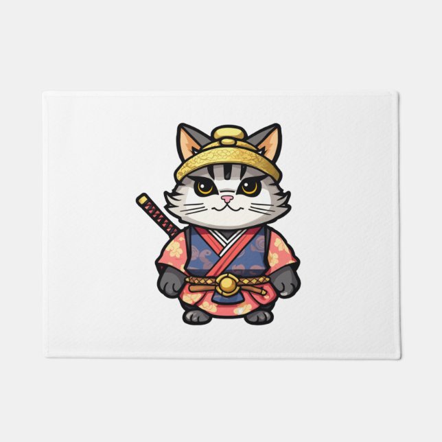 Samurai cat #13   doormat (Front)