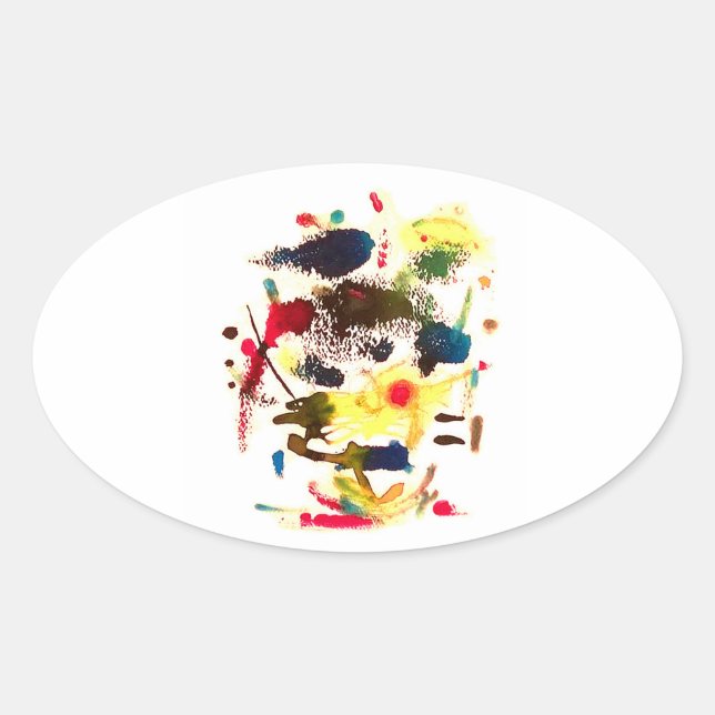 Samurai Cat Abstract Acrylic Hankamer Artjunkhaus  Oval Sticker (Front)