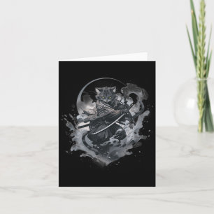 Samurai Cat Anime Japanese Ninja Warrior Aesthetic Card