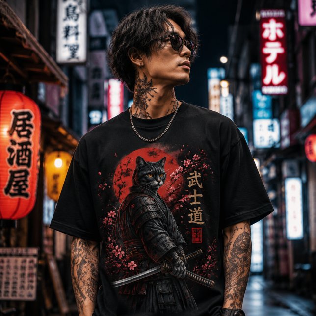Samurai Cat Bushido Warrior Premium Graphic Tri-Blend Shirt (Creator Uploaded)