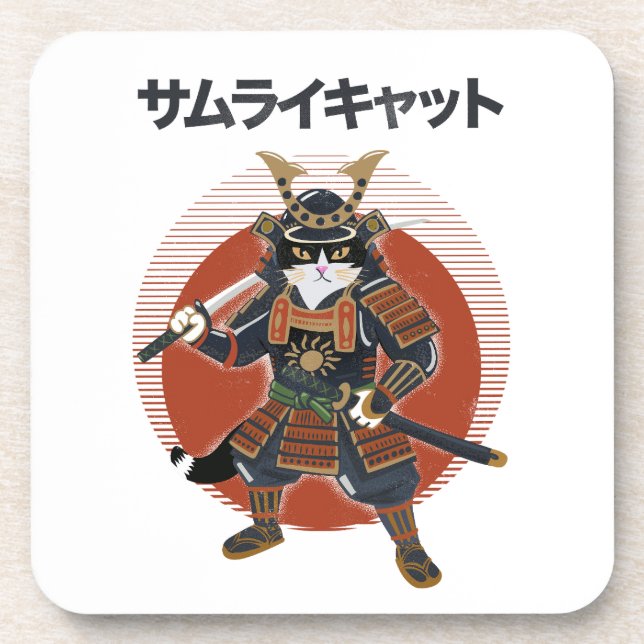 Samurai Cat Coaster (Front)