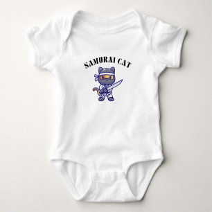 Samurai Cat – Funny Warrior Feline Design Baby Bodysuit