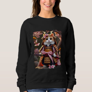 Samurai Cat Graphic Ukiyo Warrior Vintage Japanese Sweatshirt