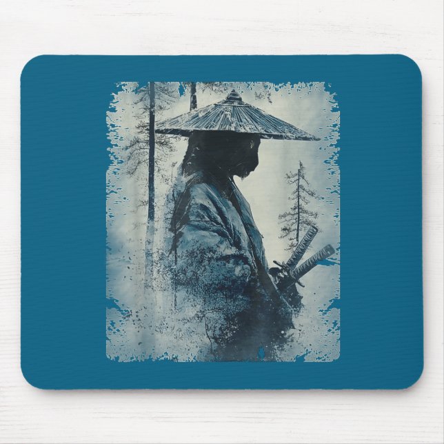 Samurai Cat Japanese Art Anime Men Women Kids Grap Mouse Pad (Front)