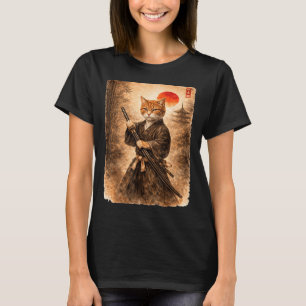 Samurai Cat Japanese Art Men Boys Funny Graphic T-Shirt