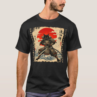 Samurai Cat  Japanese cat Warrior anime cat Japane T-Shirt