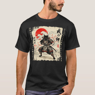 Samurai Cat  Japanese cat Warrior anime cat Japane T-Shirt