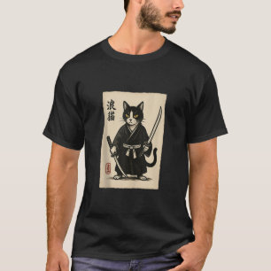 Samurai Cat Japanese Vintage Graphic Funny Ukiyo e T-Shirt