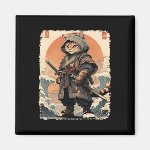 Samurai Cat Katana Full Gear Warrior Fighter Japan Magnet