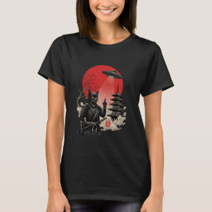 Samurai Cat Ninja with Katana Japanese Anime Kids T-Shirt