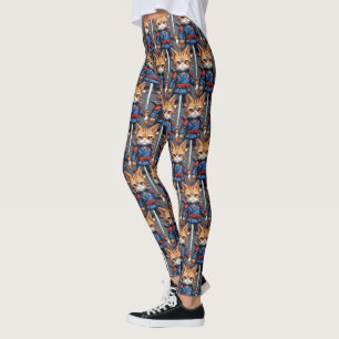Samurai Cat Pixel Art Leggings