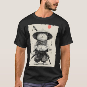 Samurai Cat Ramen Aesthetic Japanese Ukiyo-e Anime T-Shirt