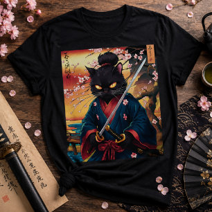 Samurai Cat Shirt Cute Japanese Warrior Tee