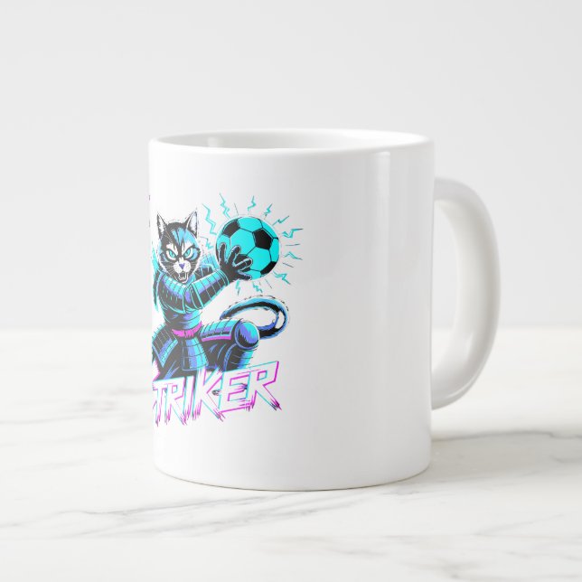 Samurai Cat Striker Mug - For Soccer Fans (Front Right)