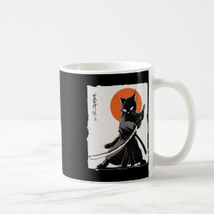 Samurai Cat Vintage Ukiyo-e Funny Warrior Cat Mang Coffee Mug