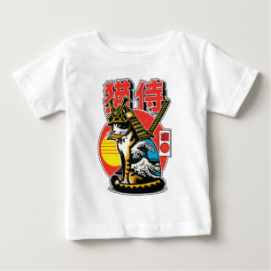 Samurai Cat Warrior – Bold Japanese Wave Tattoo Baby T-Shirt