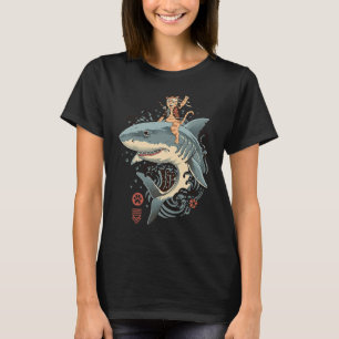 Samurai Cat warrior Bushido shark Japanese Cats ka T-Shirt