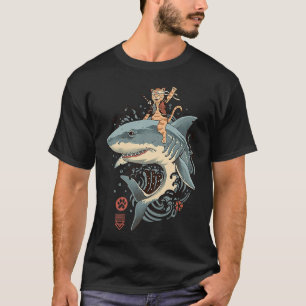 Samurai Cat warrior Bushido shark Japanese Cats ka T-Shirt