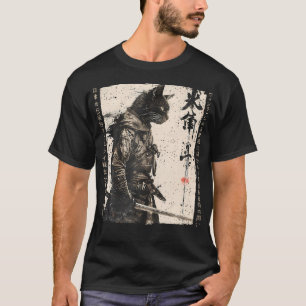 Samurai Cat Warrior Ukiyo Ink Artwork Cat Samurai T-Shirt