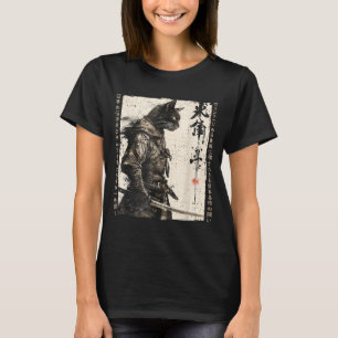 Samurai Cat Warrior Ukiyo Ink Artwork Cat Samurai T-Shirt