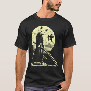 Samurai Cat Warrior Vintage Ukiyo Japanese Art Nin T-Shirt
