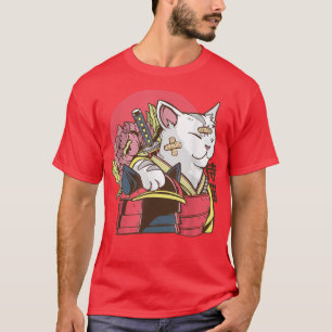 Samurai Cat with Armour Plaster Asian Martial Art T-Shirt