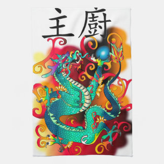 Samurai Chef Dragon design Tea Towel