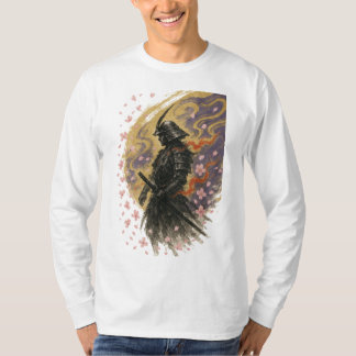 【Samurai Cherry Blossom Long Sleeve T-Shirt】 T-Shirt