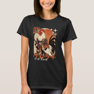 Samurai Chicken Artwork Japanese Neko Samurai Roos T-Shirt