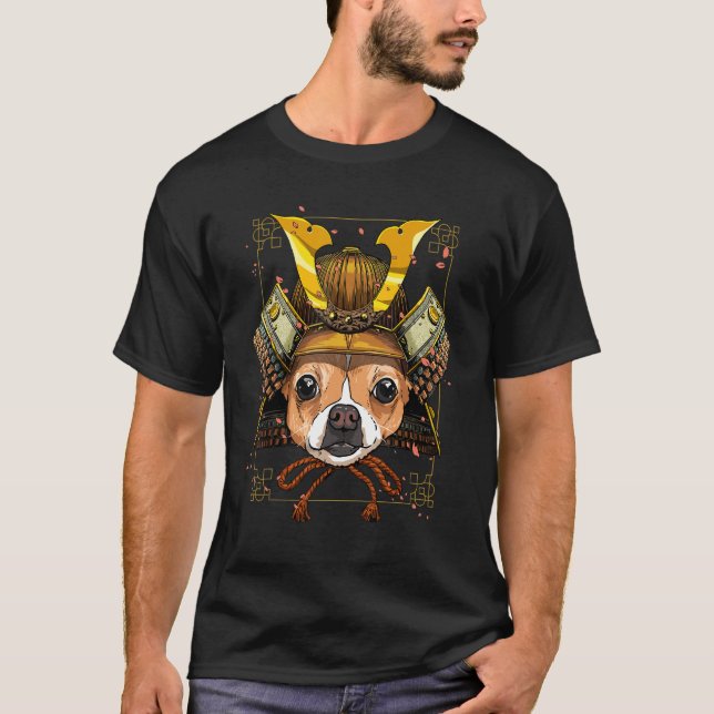 Samurai Chihuahua Owner Dog  Japanese Warrior Bush T-Shirt (Front)