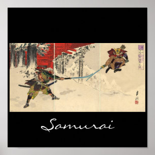 Samurai combat in the snow circa 1890 poster