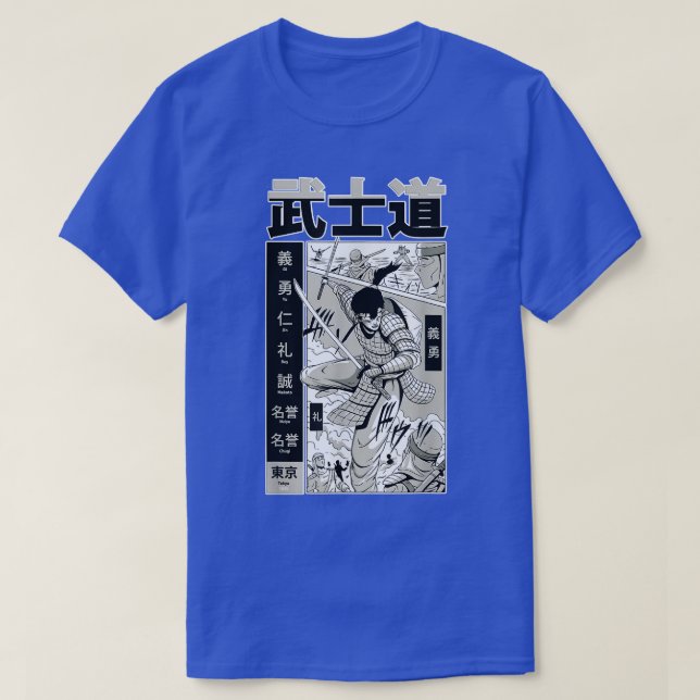 Samurai Comic Strip Fighting Warrior  (2) T-Shirt (Design Front)