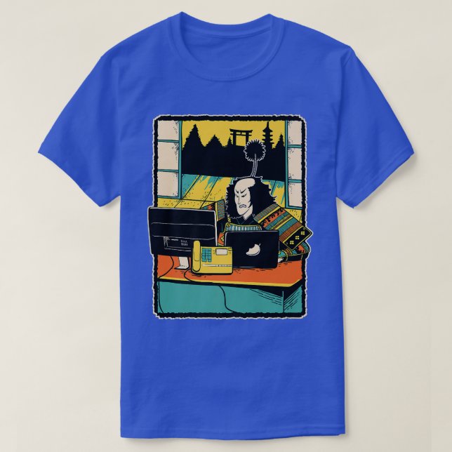Samurai Computer Nerd Programmer Programming  T-Shirt (Design Front)