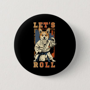 Samurai Corgi In Jiu Jitsu Gi Bjj Life Brazilian K 6 Cm Round Badge