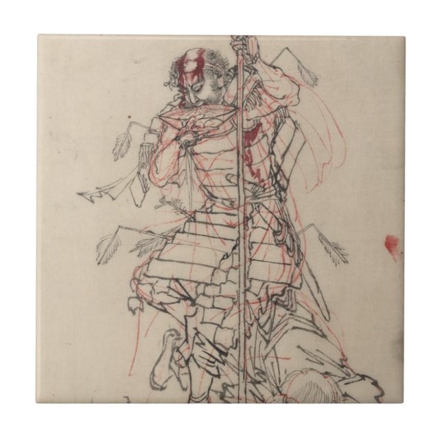 Samurai drinking Sake circa 1800s Ceramic Tile (Front)