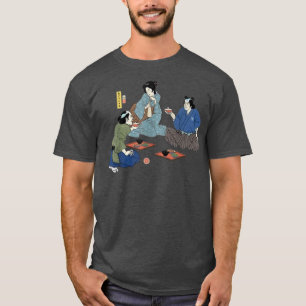 Samurai Drinking Sake Ukiyoe Japanese Warrior  T-Shirt