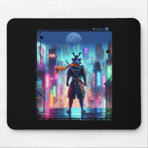 Samurai Electric Pole In Japanese Retro Cyberpunk  Mouse Pad