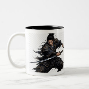 Samurai Fight Your Demons Inspirational Two-Tone Coffee Mug