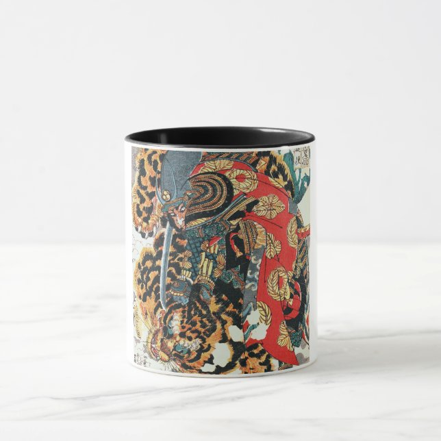 Samurai Fighting a Tiger, Kuniyoshi, Ukiyo-e Mug (Center)