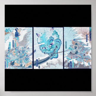 Samurai fighting evil spirit circa 1860 poster