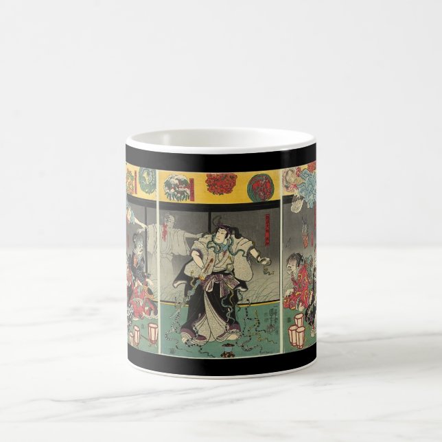Samurai fighting ghosts and snakes c. 1850 coffee mug (Center)