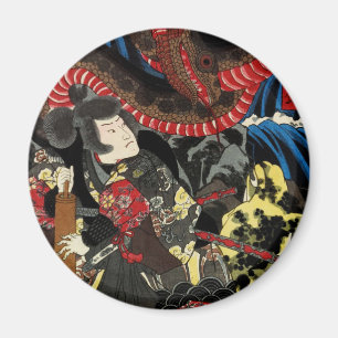 SAMURAI FIGHTING GIANT SNAKE TOAD MAGNET