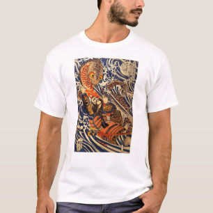 Samurai fighting large reptile, circa 1800's T-Shirt